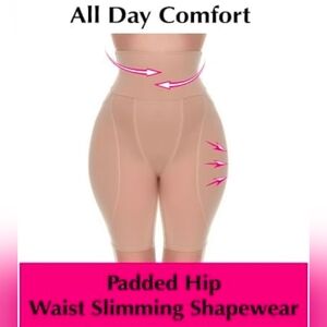 Curve Necessities Padded Hip  High-Waist Shapewear Shorts - Tan Size XL